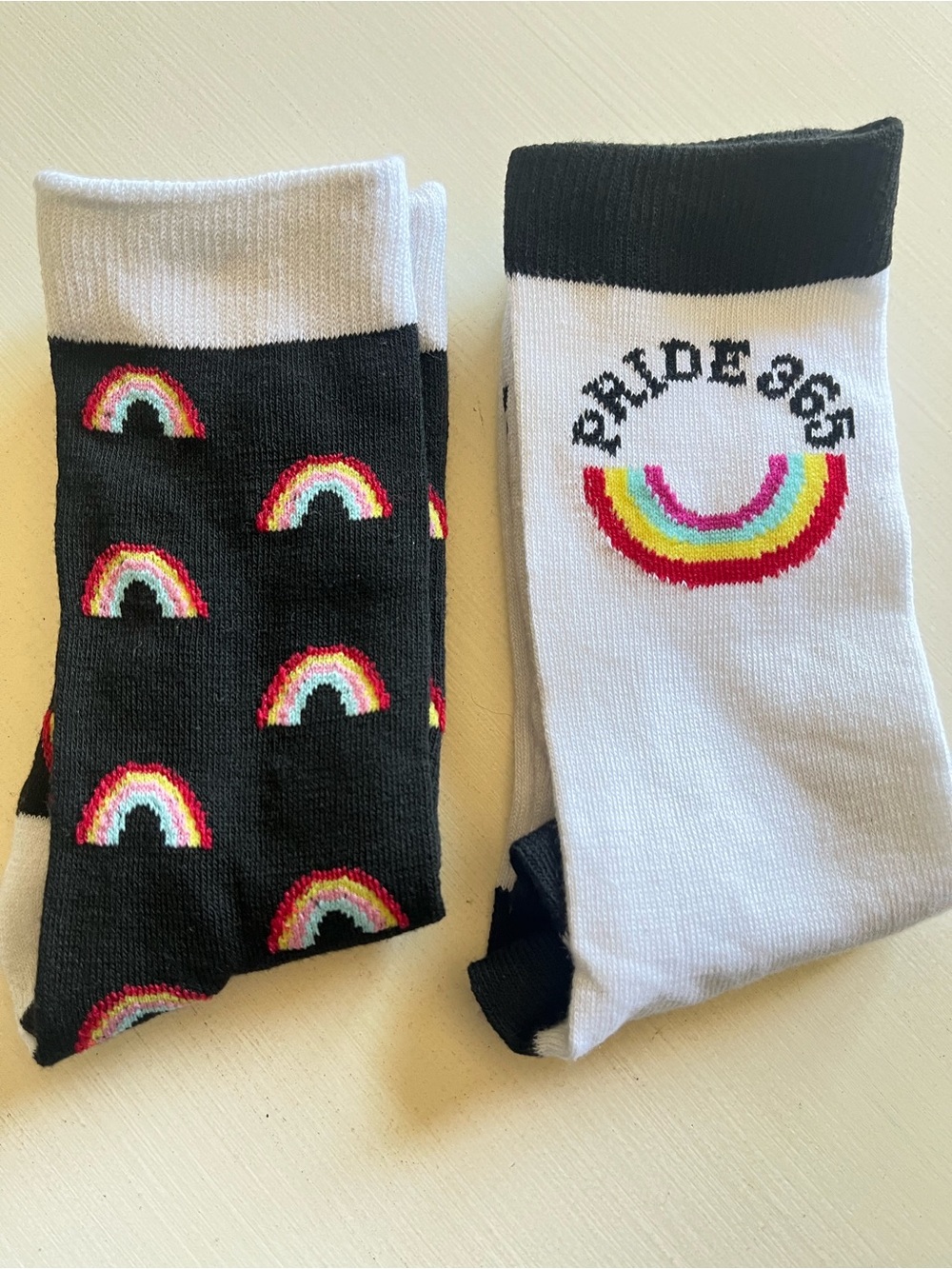 2 pair NWOT🌈The Phluid Project Pride Rainbow 🌈 Crew Socks- Black &White Pair